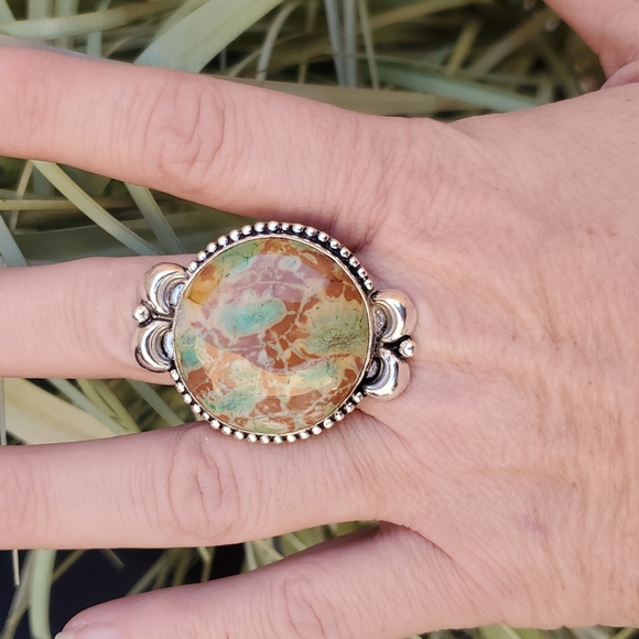 New Oversized  Variscite 925 Silver Ring. - Picture 2 of 11